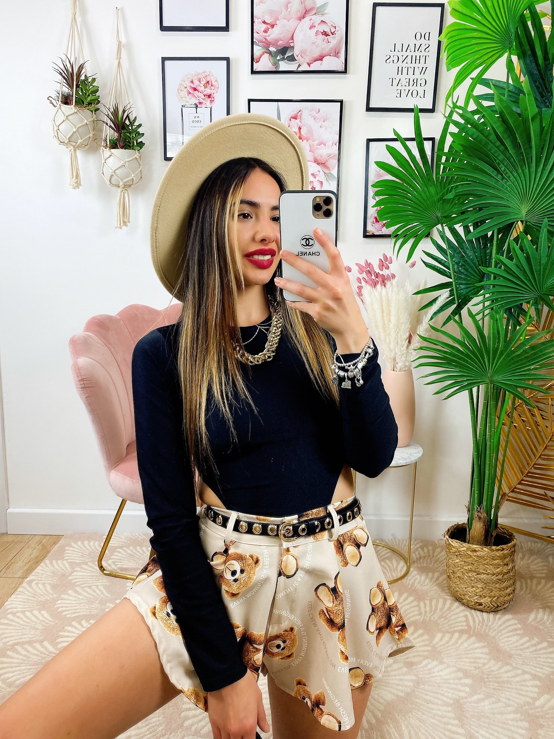 Short con Orsetti beige