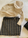 Gonna in tweed nero beige