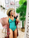Body intero glitter con arricciature