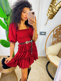 Abito con scollo a barchetta bordeaux