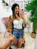 Kimono etnico nero arancio