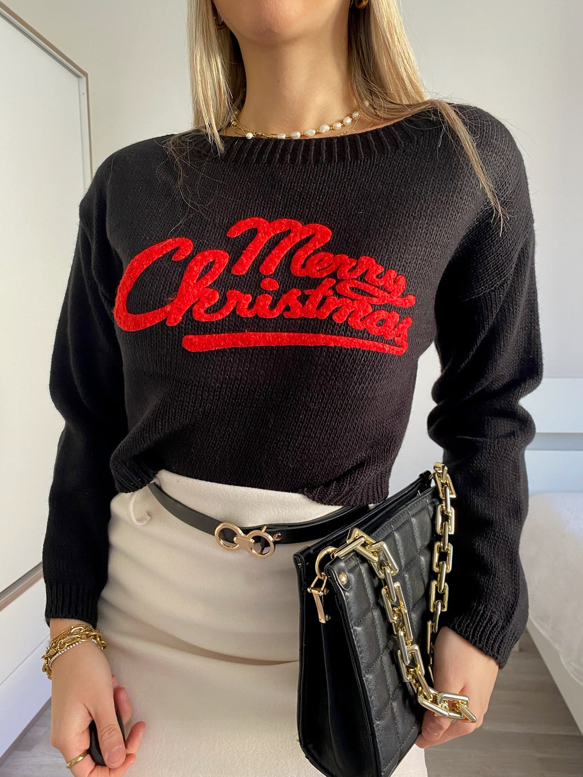 Maglione Merry Christmas nero