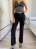 Completo giacca e pantalone frange paillettes nero