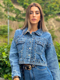 Giaccone di jeans con borchie