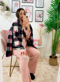 Giacca a quadri Black dettaglio fucsia