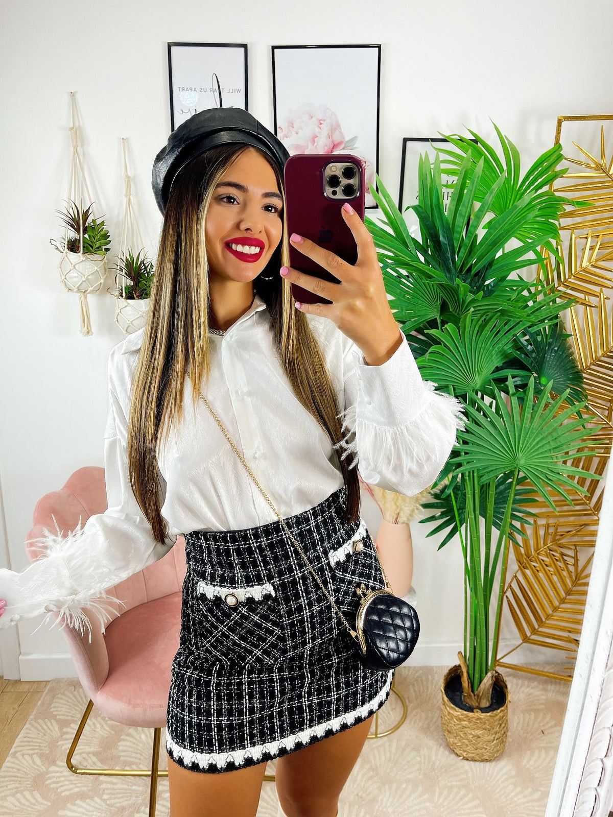 Gonna in tweed nera