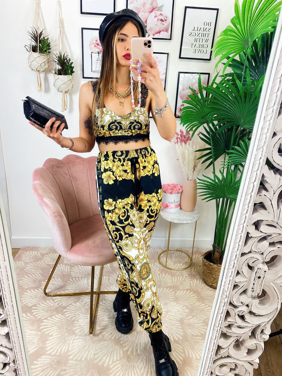 Completo Top e Pantalone etnico base Nera