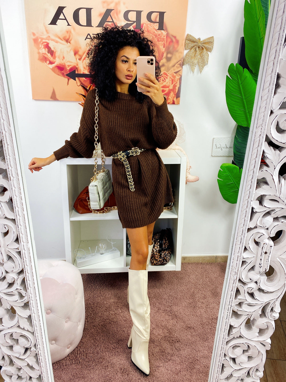 Abito in maglia Marrone