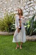 kimono lungo in pizzo bianco