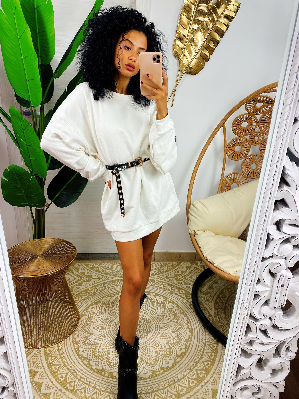 Maxi felpa easy bianca
