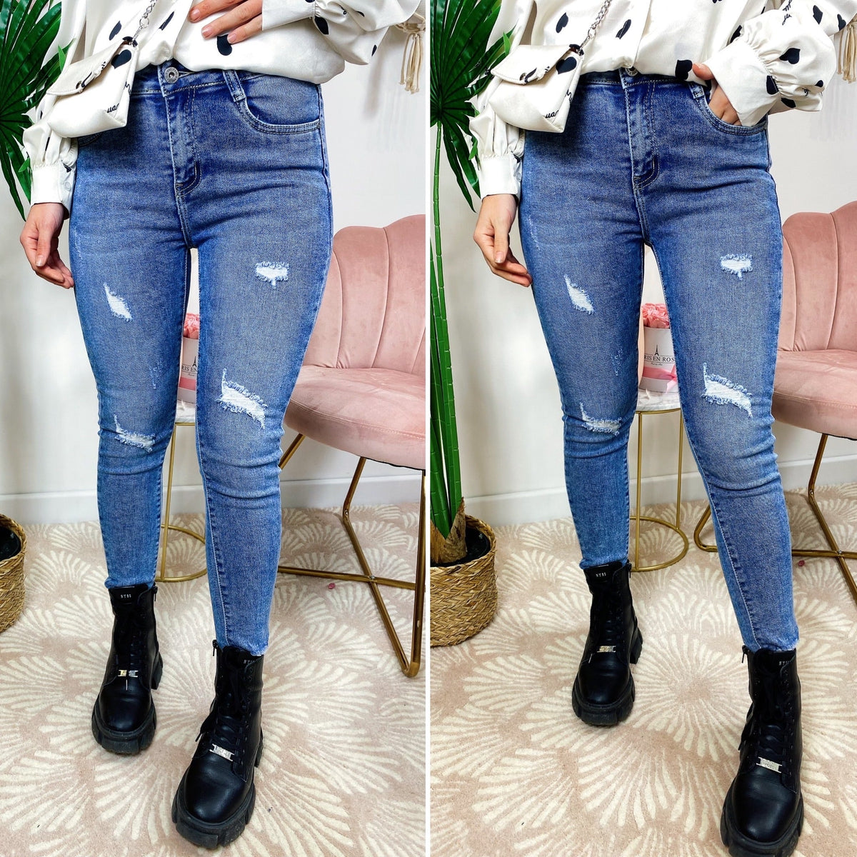 Jeans easy con strappi