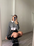 Pull crop a trecce grigio