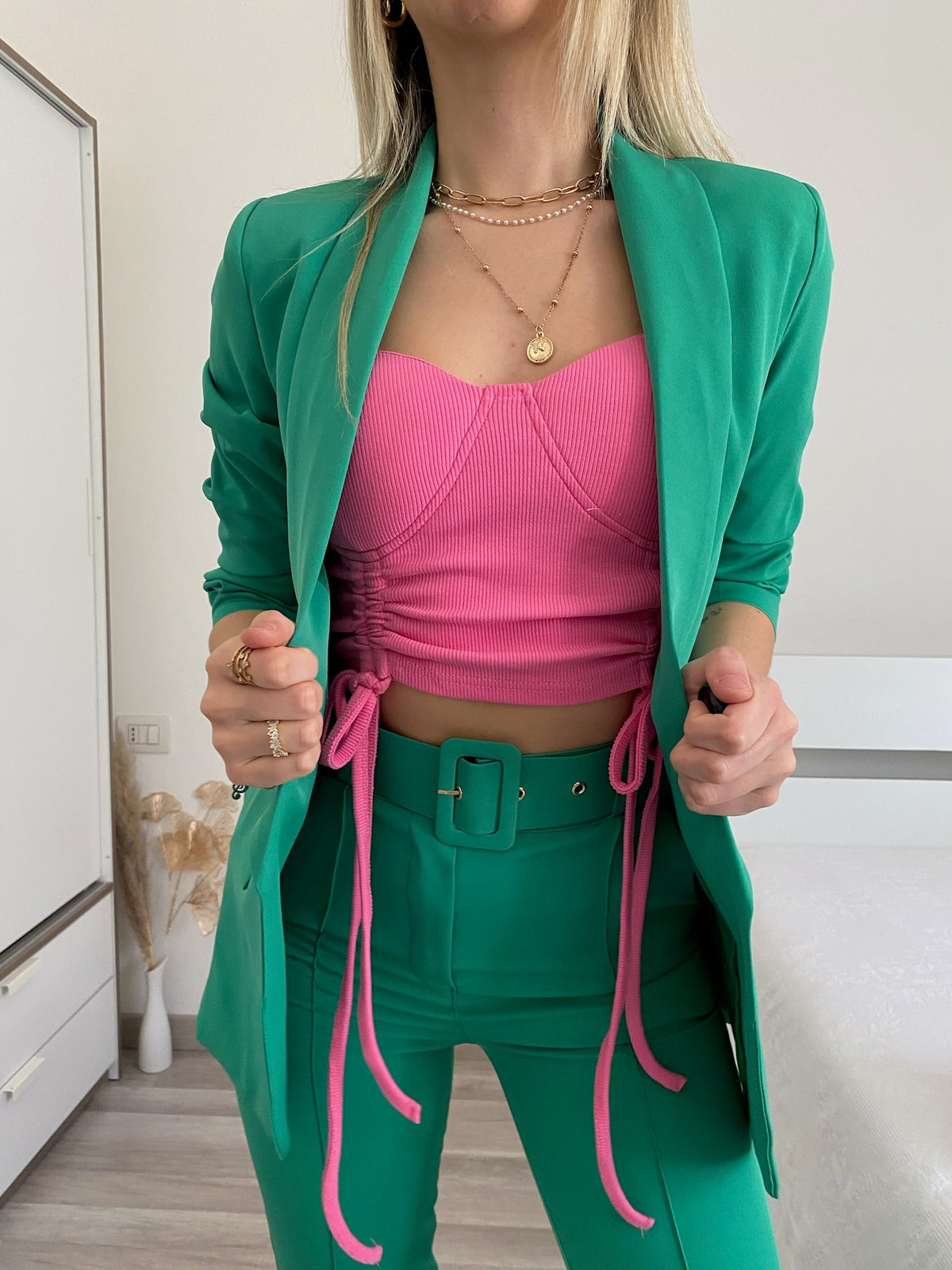 Completo giacca e pantalone verde smeraldo