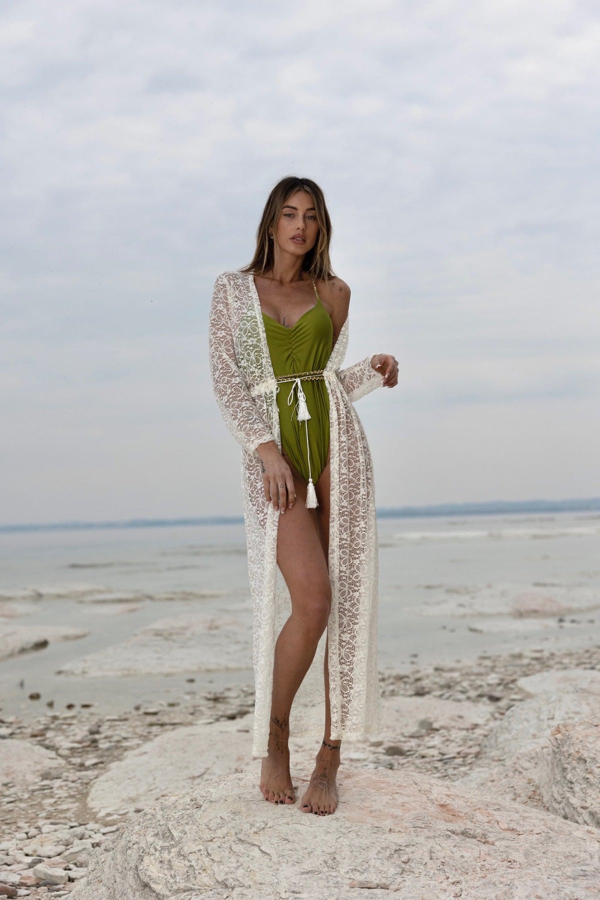 Kimono in pizzo bianco