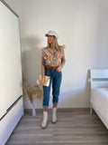 Jeans boyfriend con cintura compresa brown