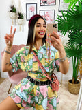 Completo etnico Short e Giacca base Rosa