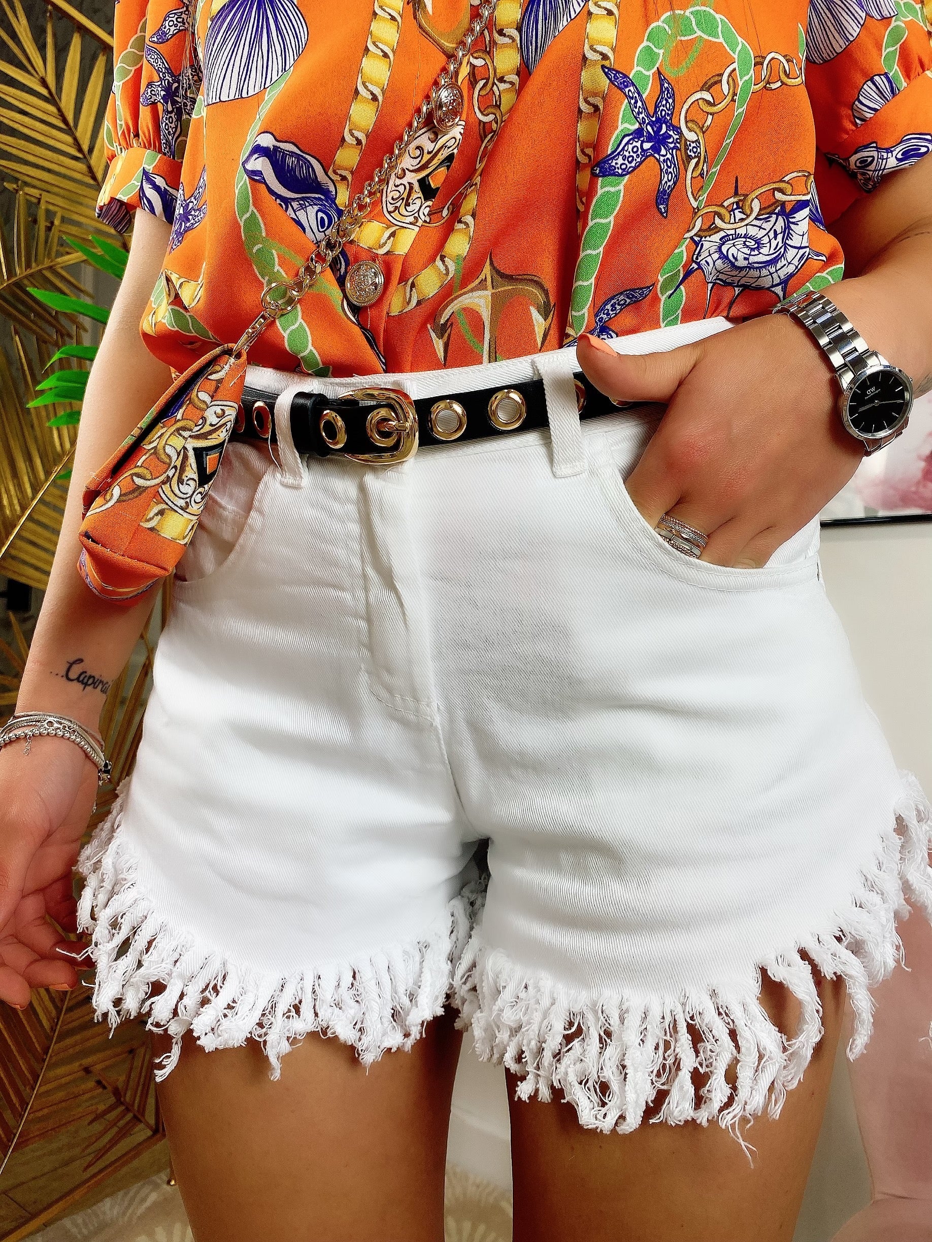 Short Bianco sfrangiato