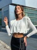 Top bianco spalline bombate