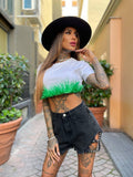 Short in jeans nero con borchie
