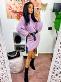 Abito in Maglia a giro collo lilla