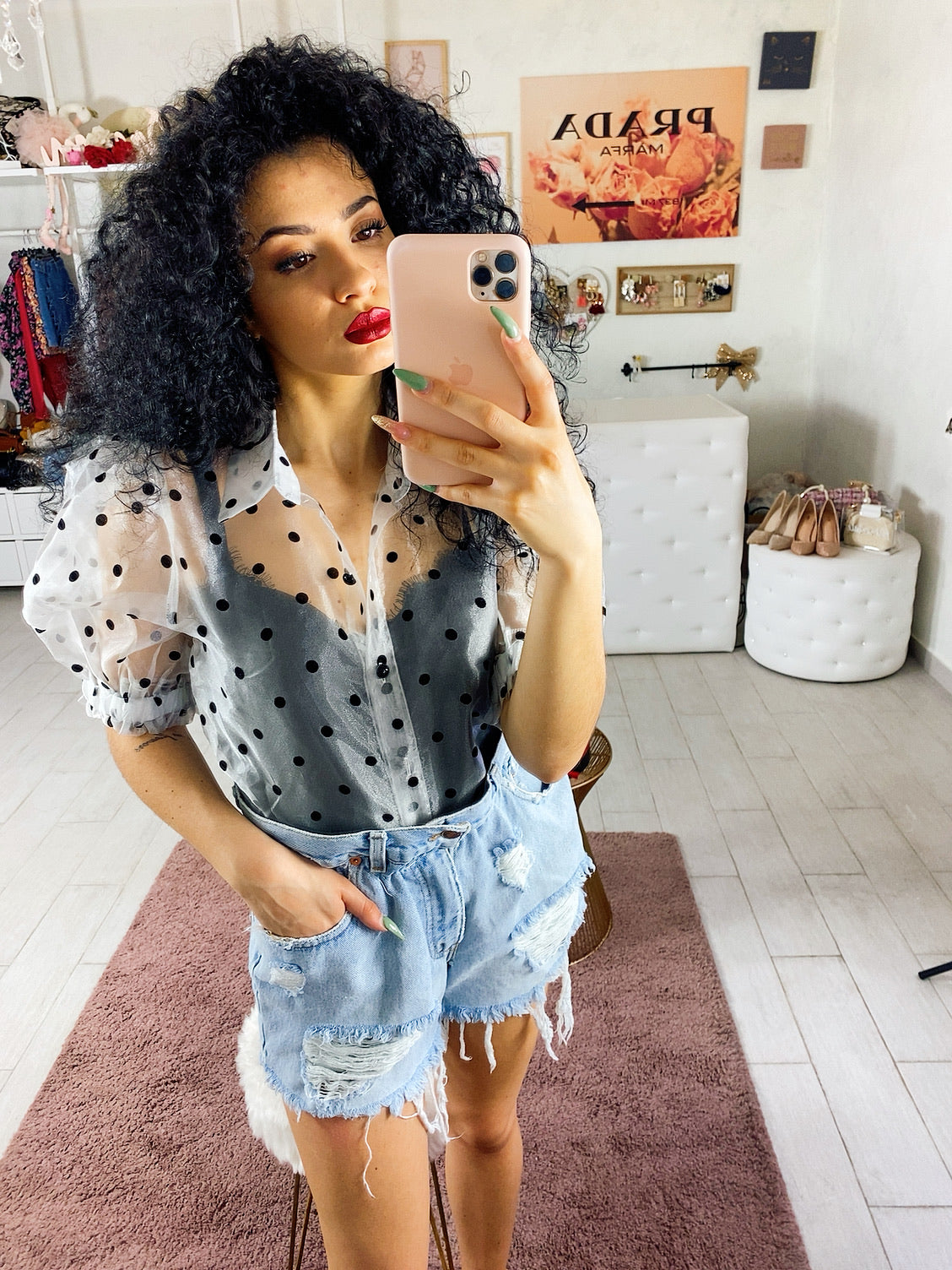 Levi’s Short Vintage con strappi senza tasca borchiati