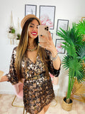 Abito con paillettes bronzo