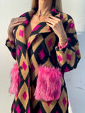 Cappotto a rombi fuxia