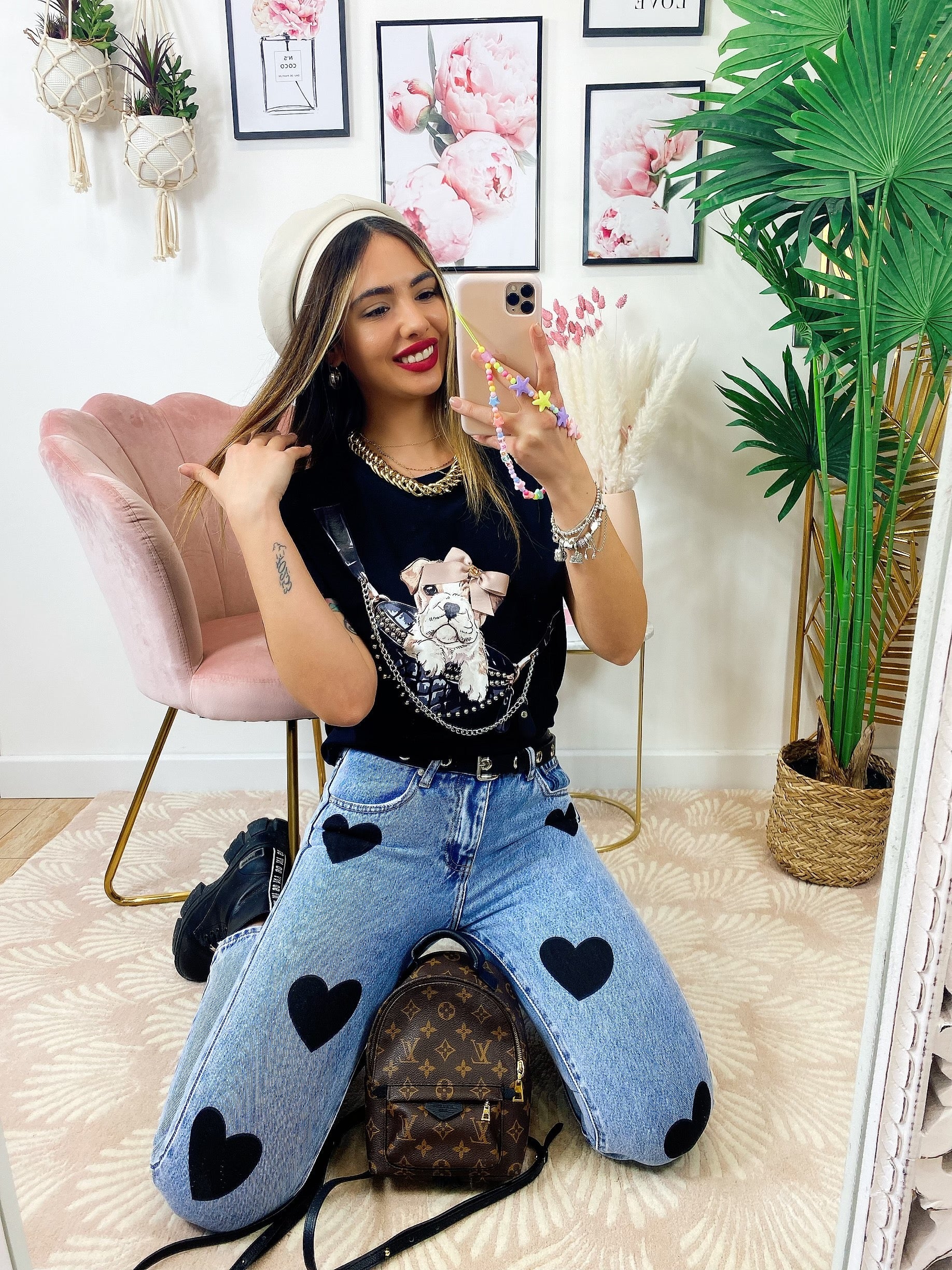 Jeans con cuori grandi