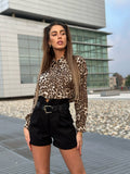 Camicia crop animalier