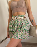 Gonna a balze con fiorellini verde