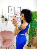 Dress Lungo a sirena monospalla blu elettrico