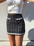 Gonna in tweed nera