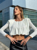 Top bianco spalline bombate