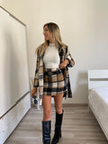 Cappotto check Camel nero