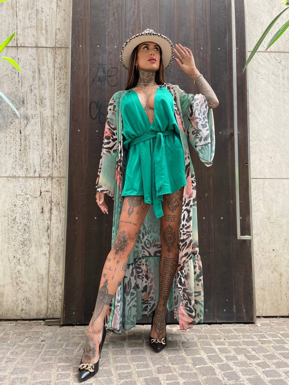 Kimono animalier verde