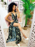 Abito Afrodite con fiori Green