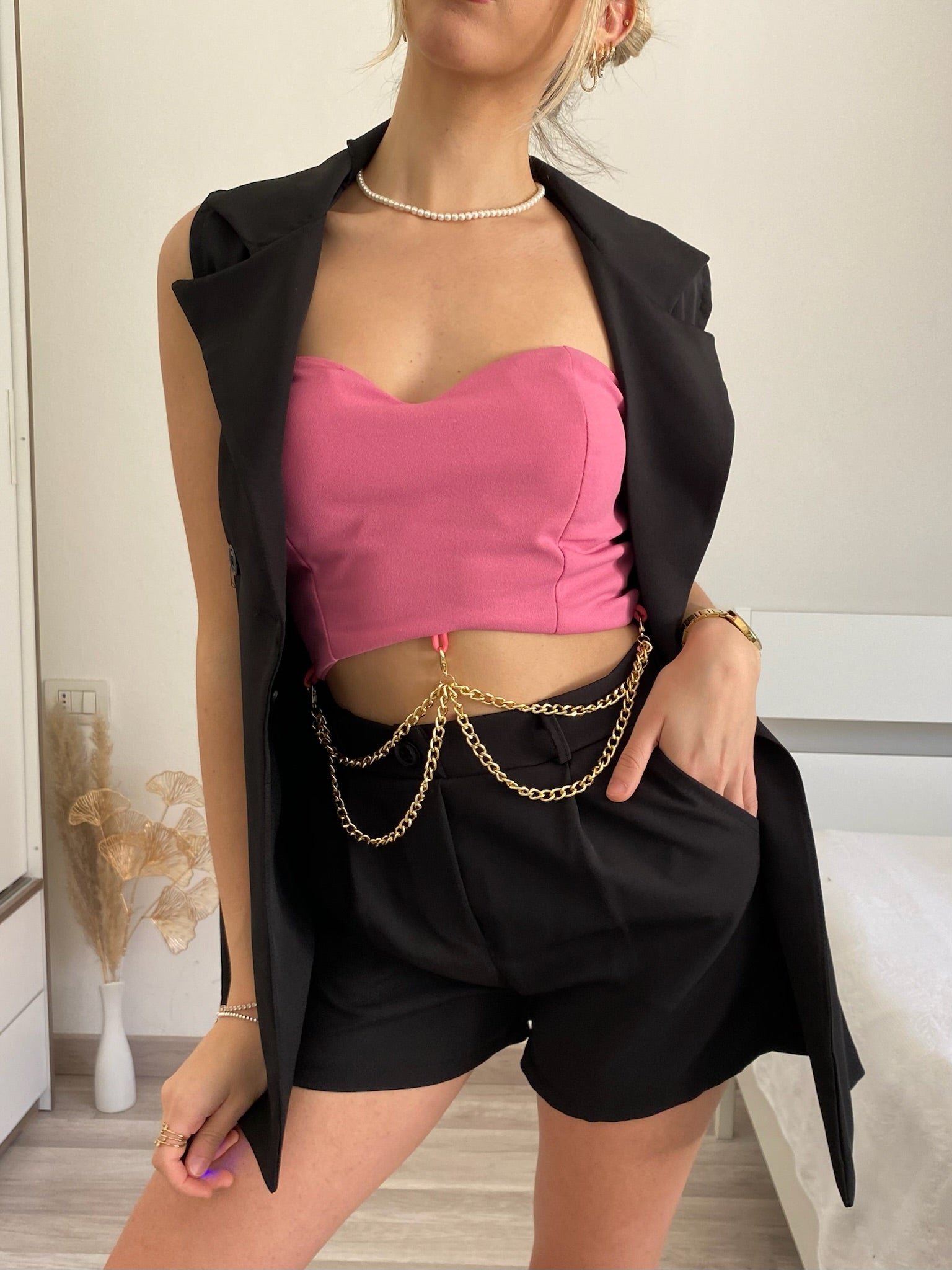 Completo gilet e short nero