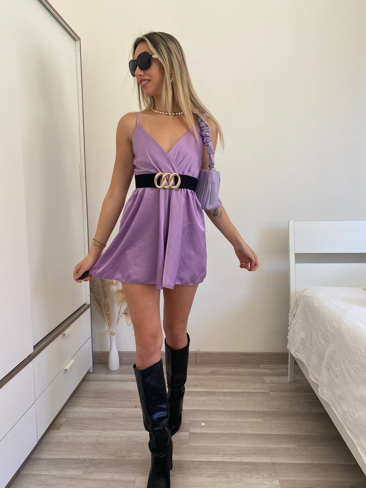 Tutina in raso lilla