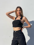 Completo top e jeans nero