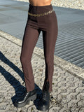Pantalone con spacchetto marrone