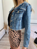 Giacca di jeans crop con catena