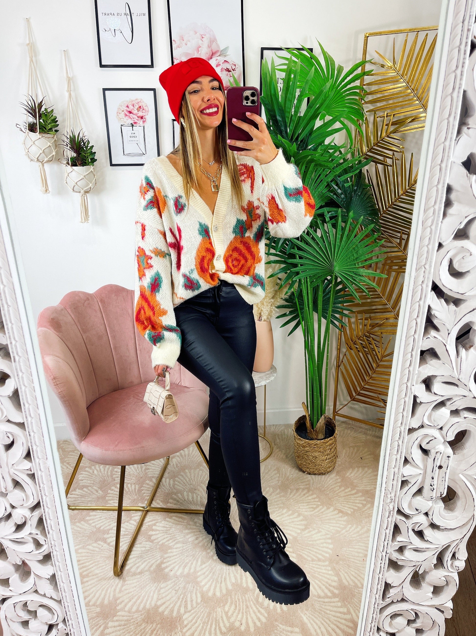 Maglione gioiello con rose bianco