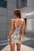 Abito con maxi paillettes silver