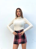 Gonna in tweed rosa marrone