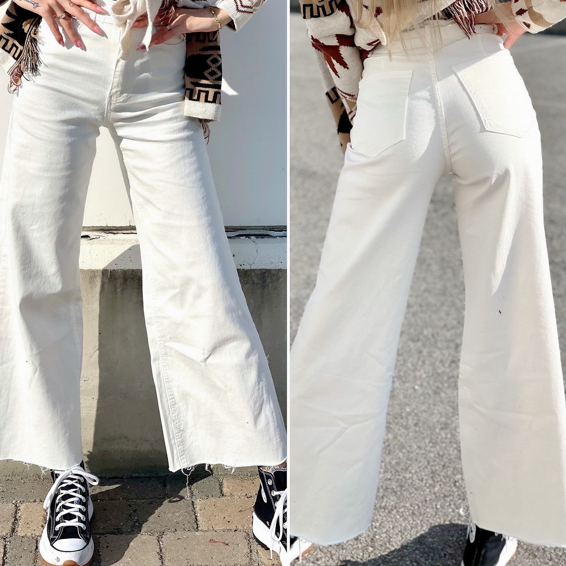 Jeans wide leg easy bianco