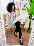 Cardigan frange e cinta rosa e verde