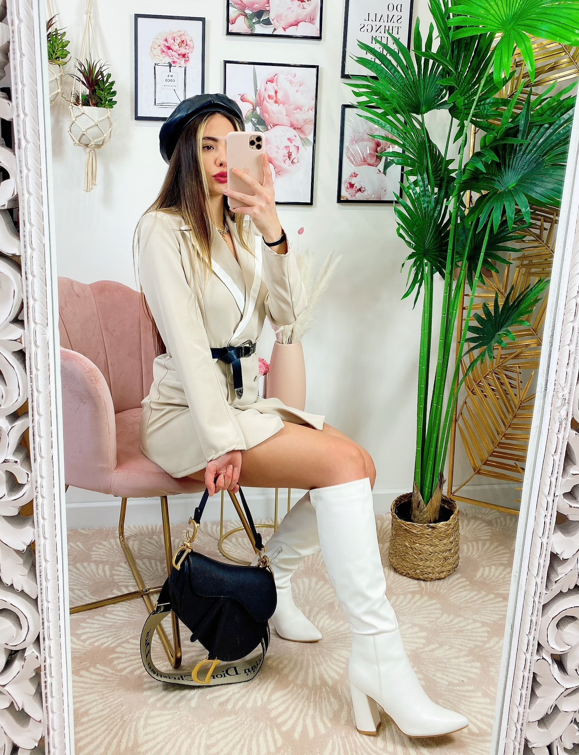 Abito Blazer con cintura beige