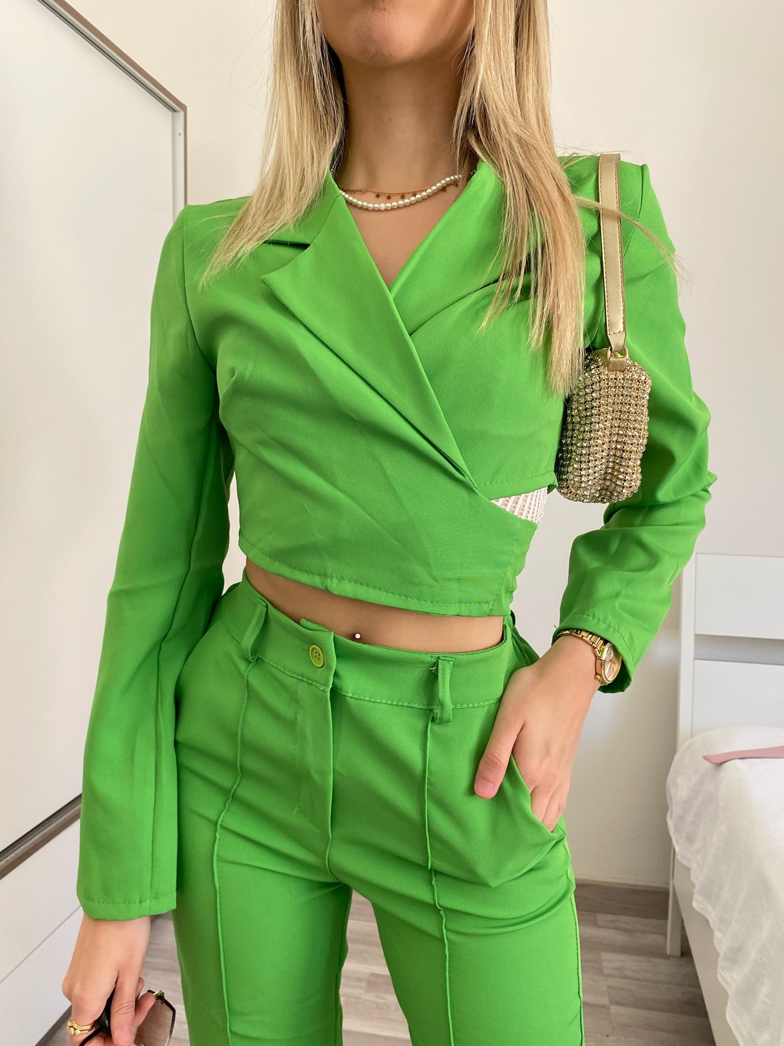 Completo top e pantalone verde