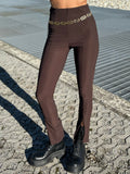 Pantalone con spacchetto marrone