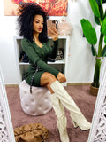 Abito in maglia aderente con bottoni Verde militare